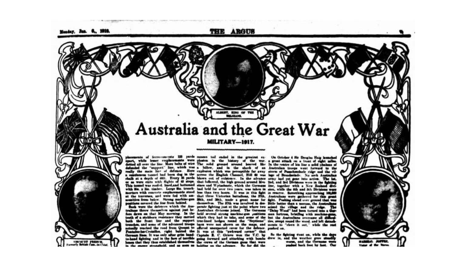 Australia and the Great War newspaper article