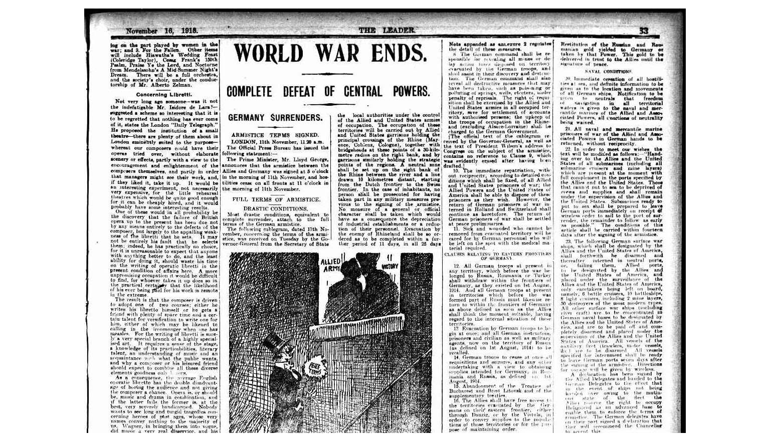 World War Ends newspaper article