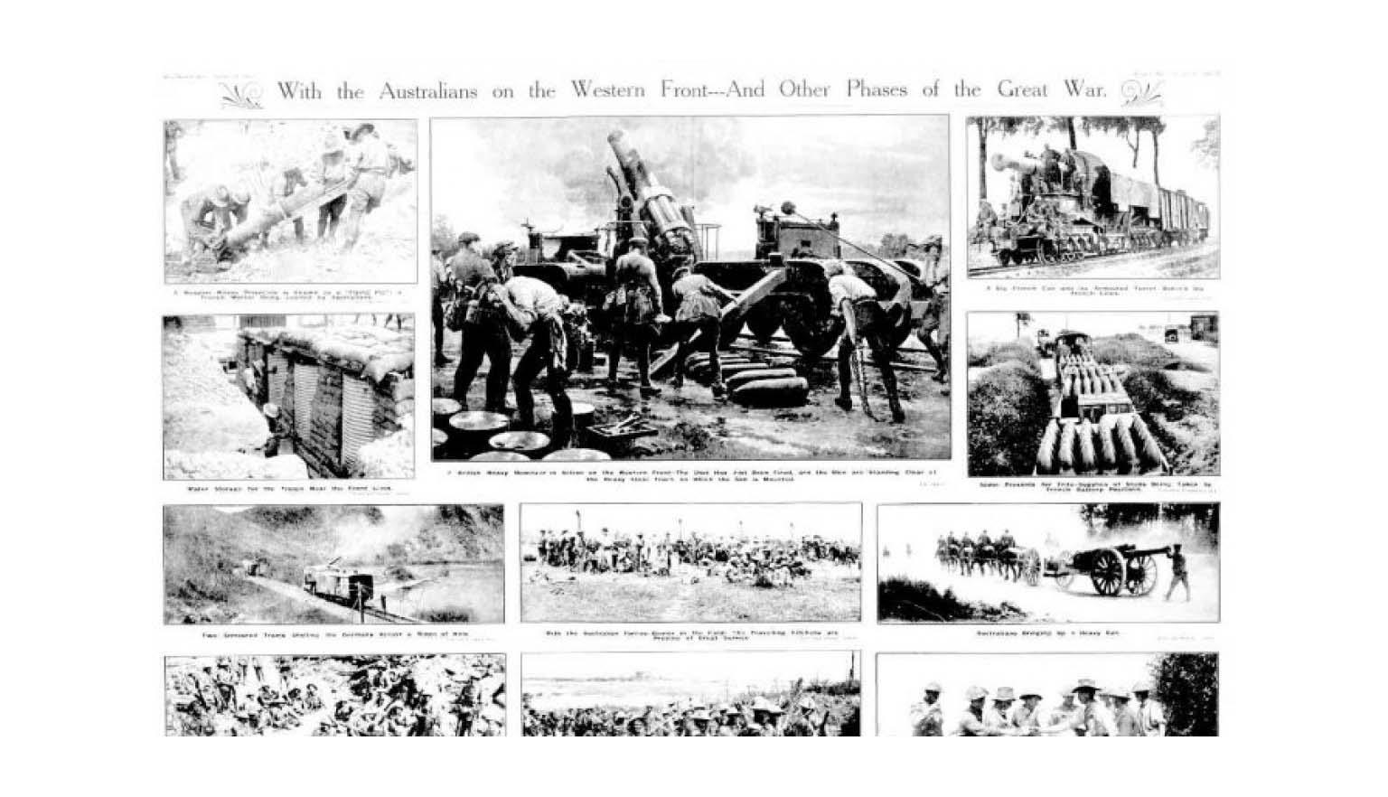 newspaper article, number of photos of Australians in the war