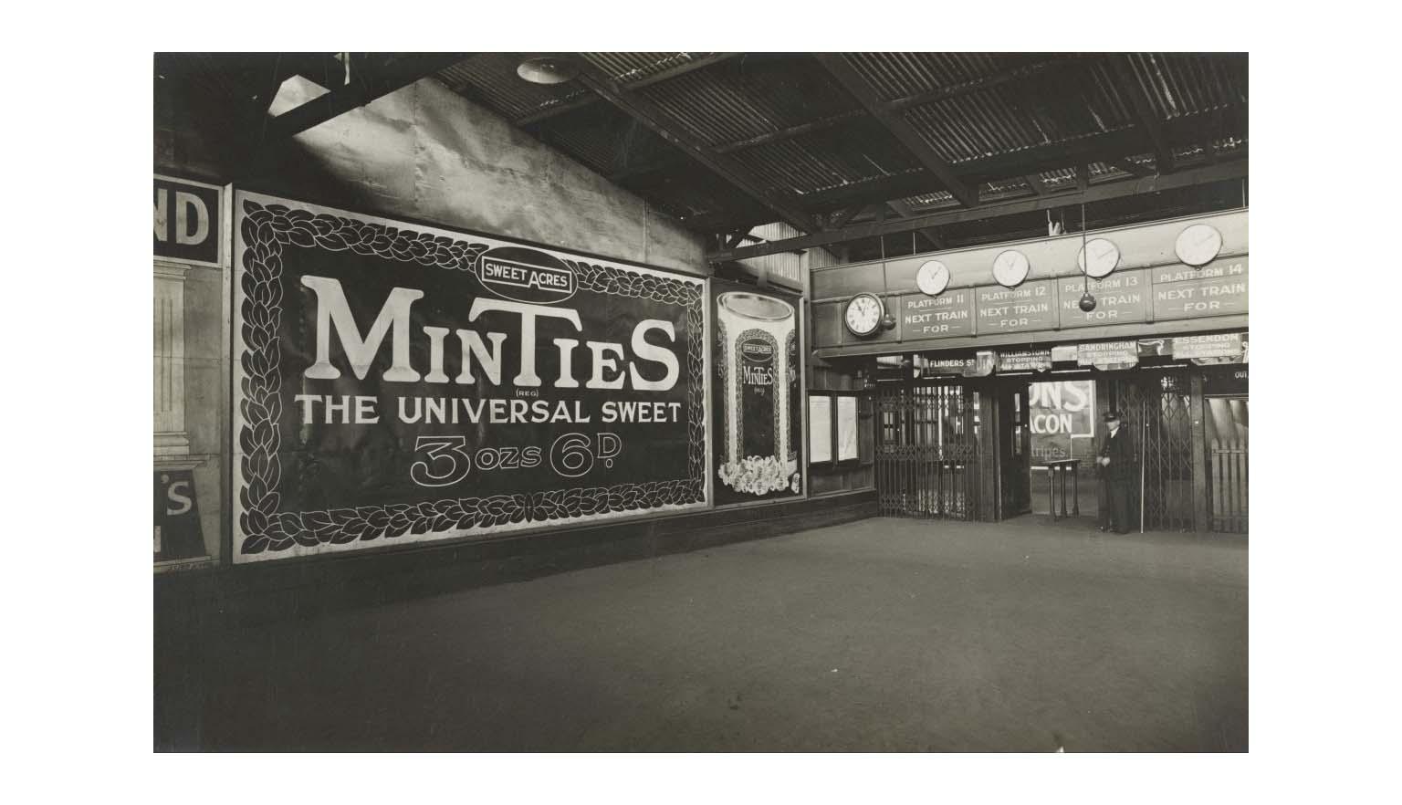 black and white photograph of minties advertisement