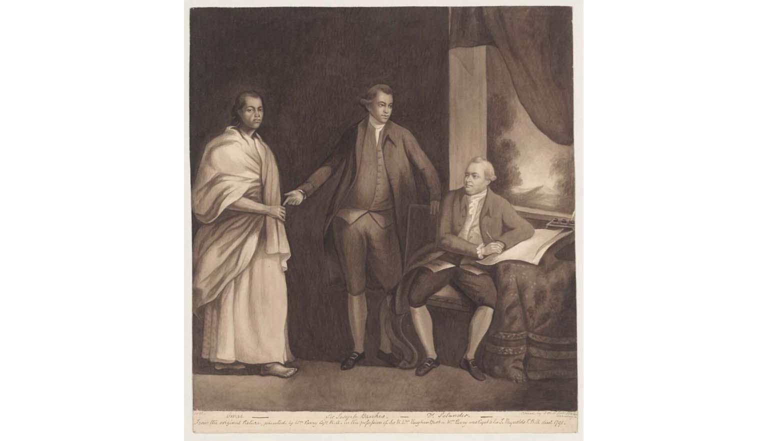 black and white illustration of three men