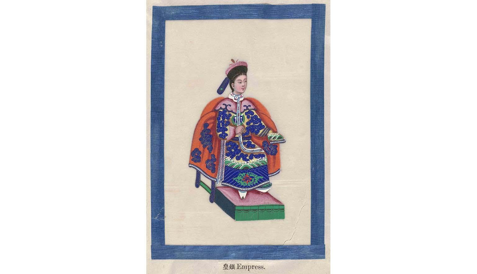 painting of woman in traditional Chinese Empress clothing