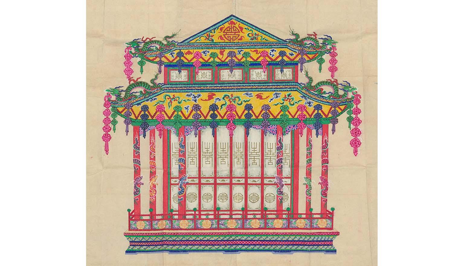 colourful illustration of decorative Chinese tent