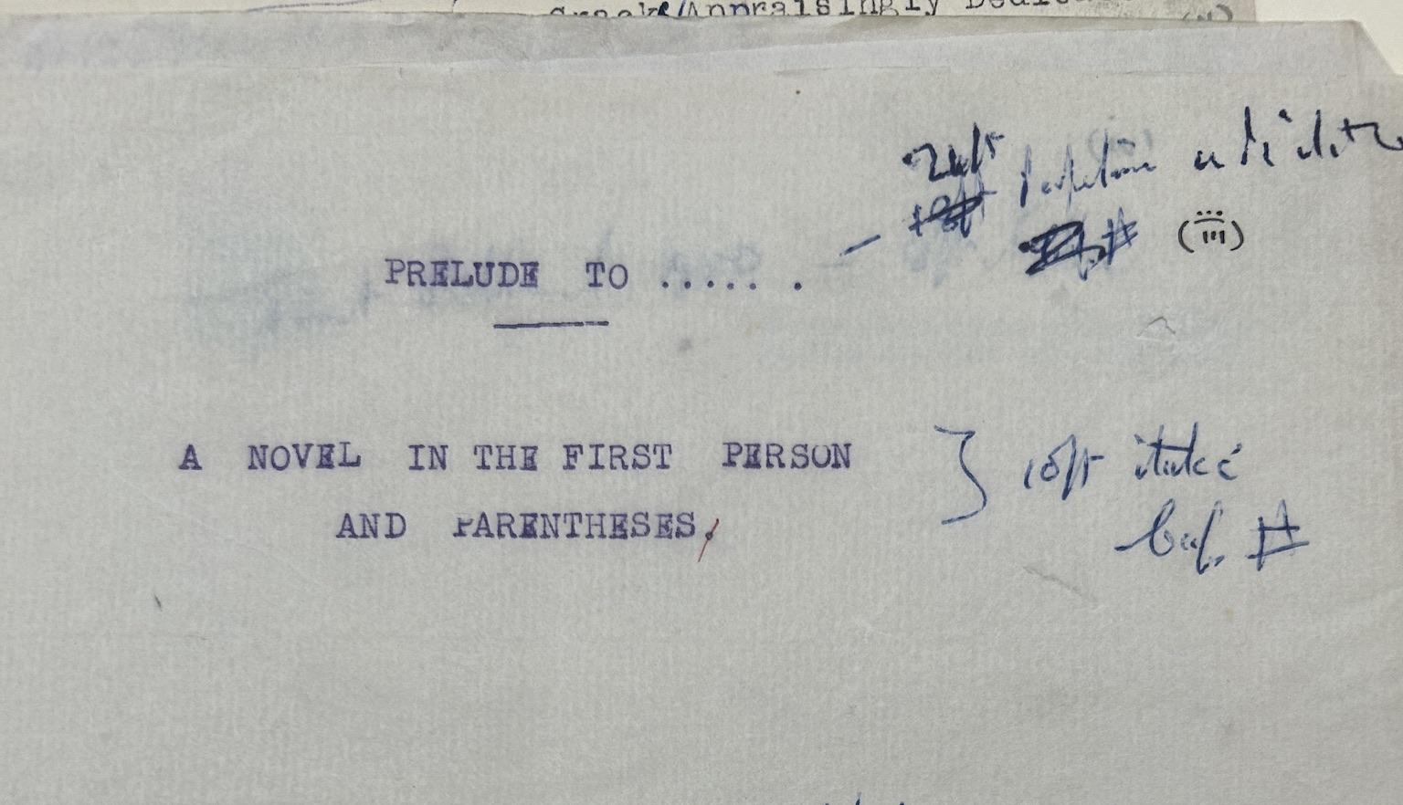 A typewritten cover page with handwritten annotations 