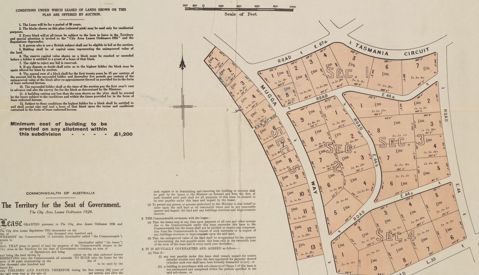 Map of residential sites in Red Hill being auctioned off, with information about the area and the auction