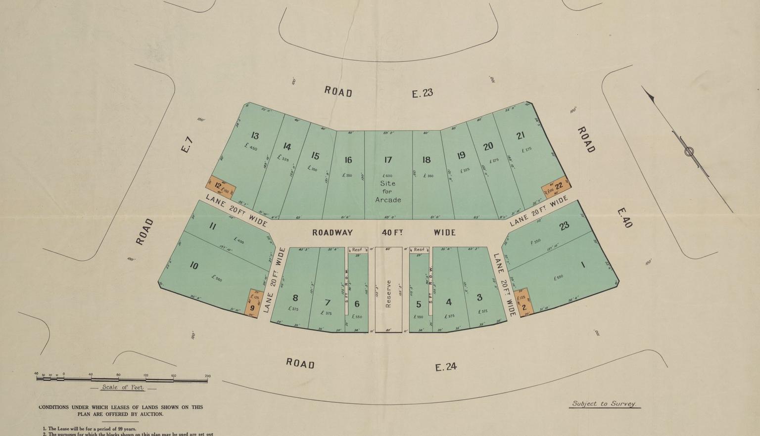 Map of retail sites in Manuka being auctioned off, with information about the area and the auction
