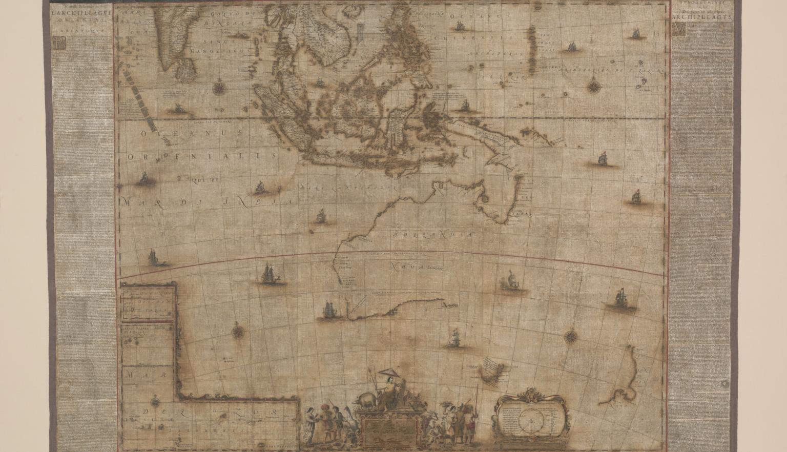 A hand drawn map depicting the Nona Archipelagi Orientalis Tabvla