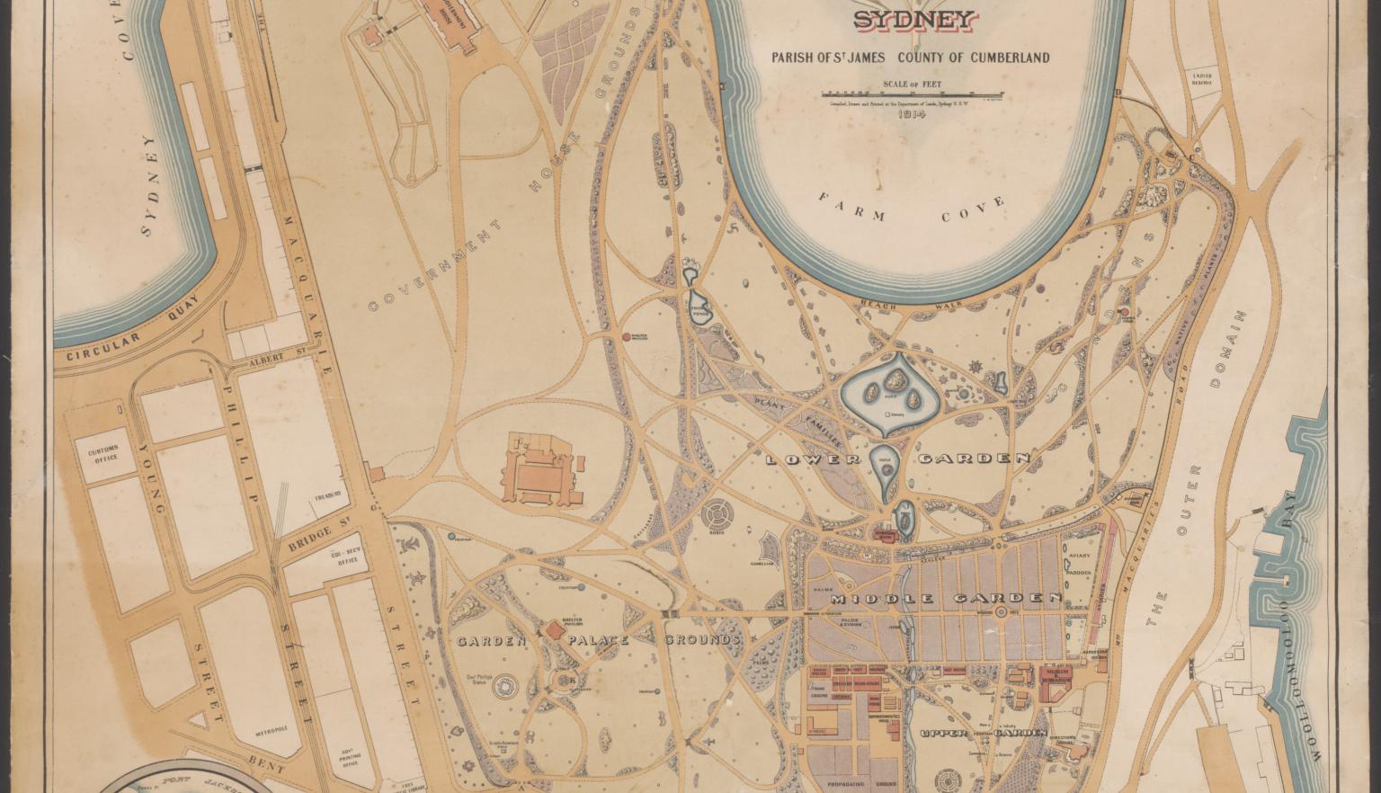 A map of Sydney Botanic Garden plan