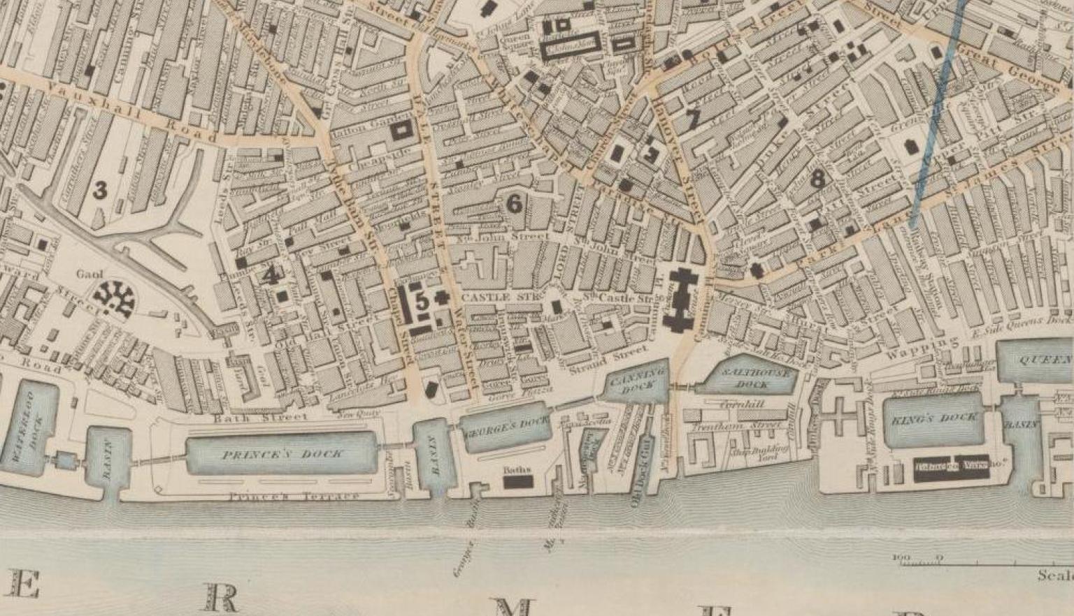 Detail from an 1854 map of Liverpool