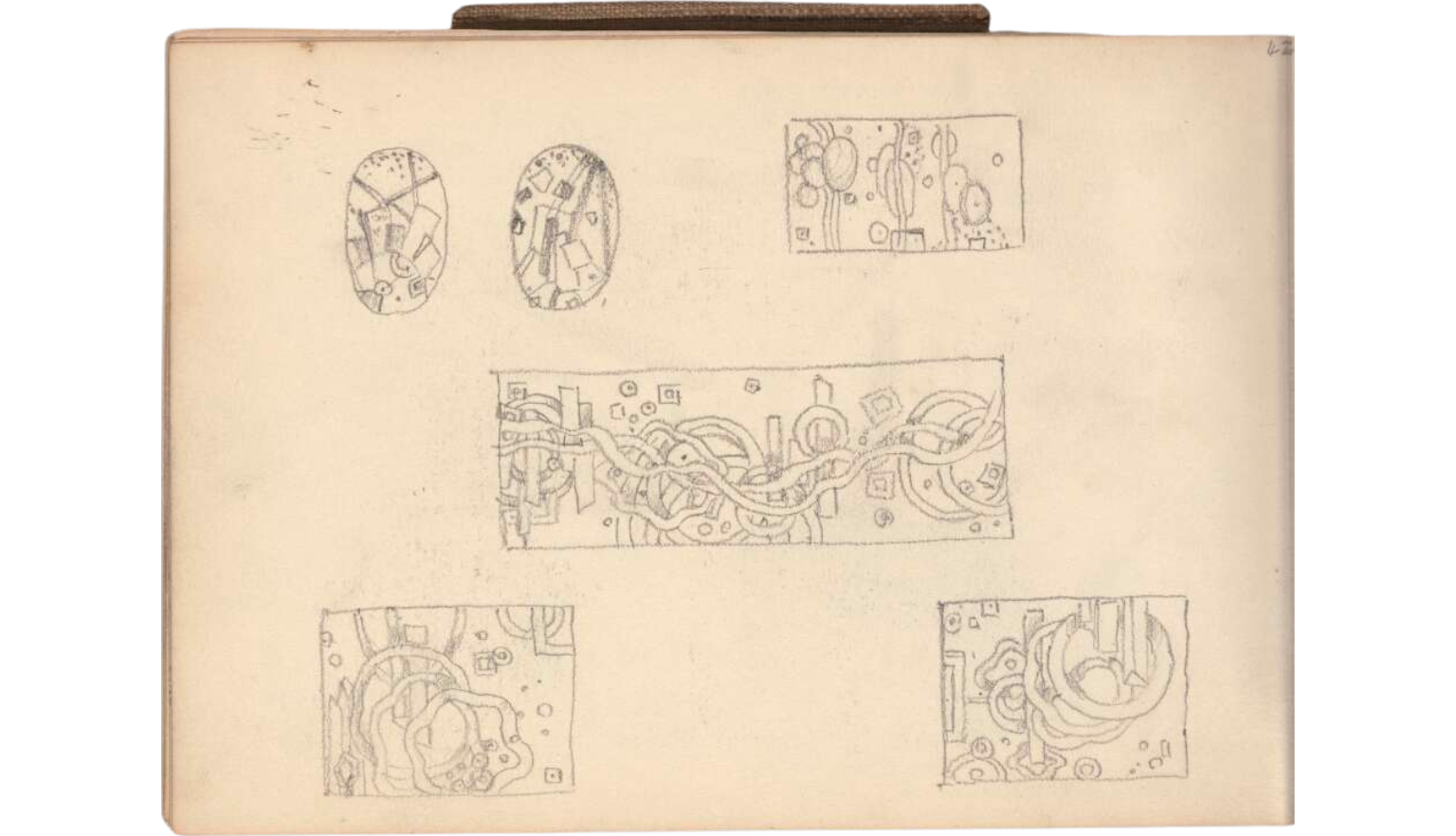 Cubist-style abstract sketches done in pencil