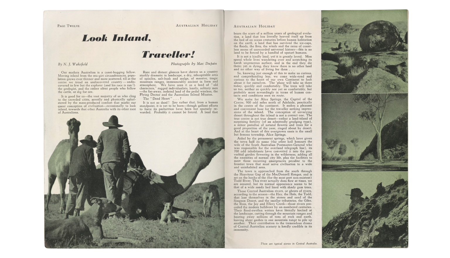 double page spread with article about central Australia