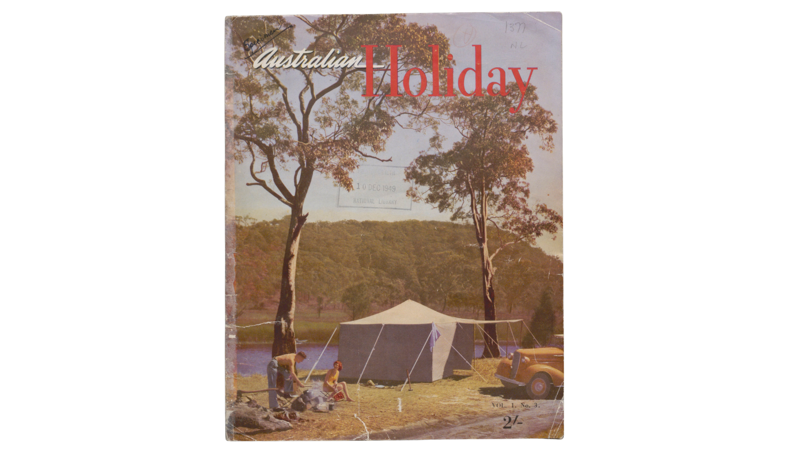 cover of Australian holiday with a couple camping