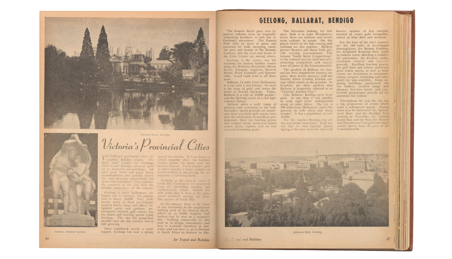 double-page spread with article about Victoria's provincial cities