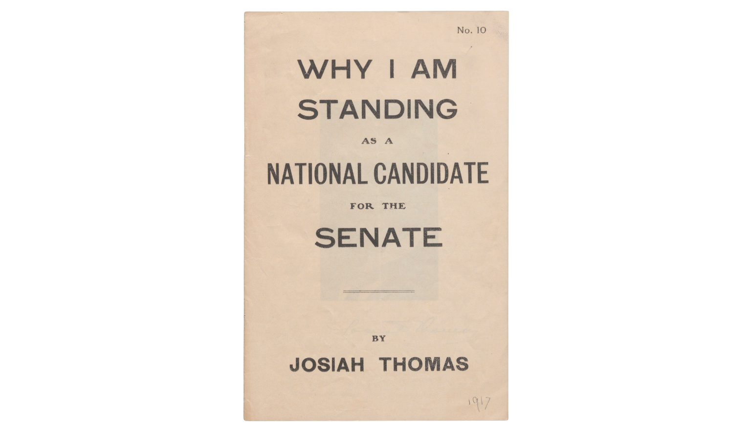 Pamphlet for Josiah Thomas