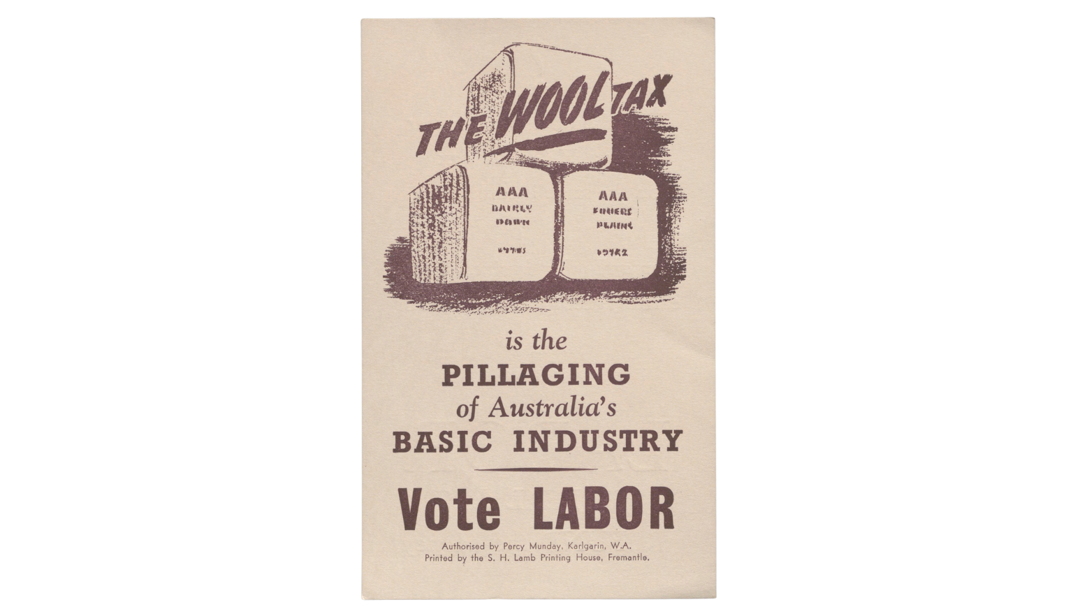 Labour Party pamphlet on the wool tax
