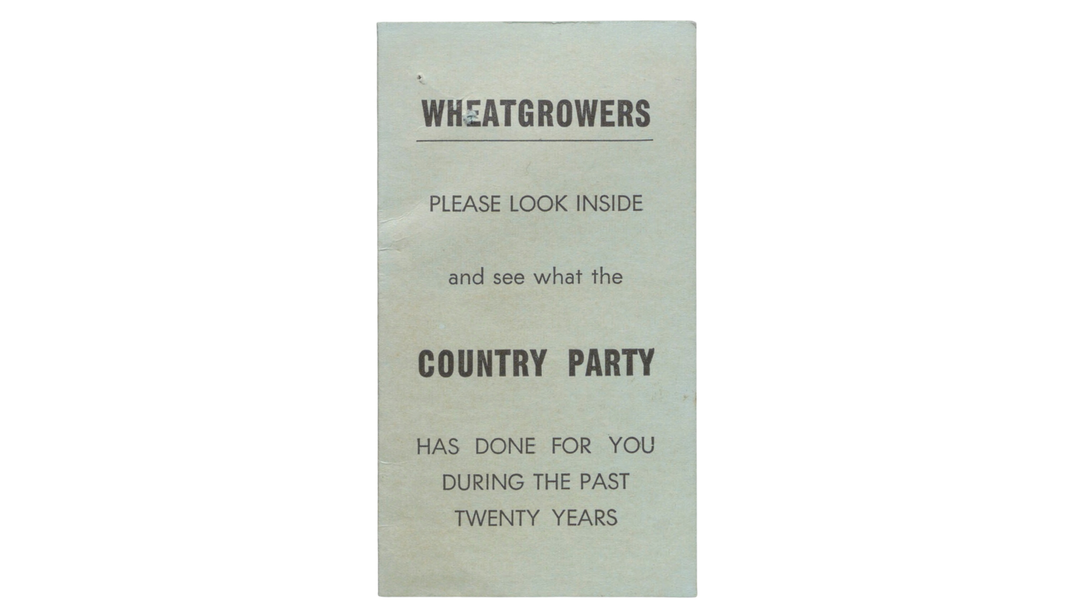 Country Party pamphlet targeted to wheatgrowers