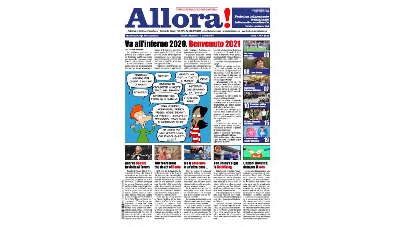 First page of an Italian-Australian newsletter