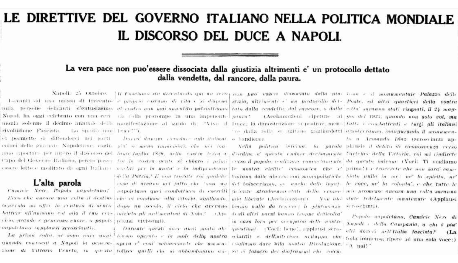 Newspaper article in Italian