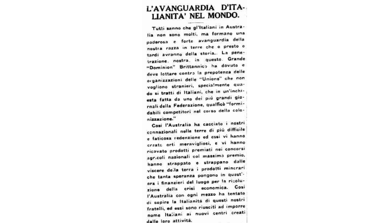 Newspaper article in Italian