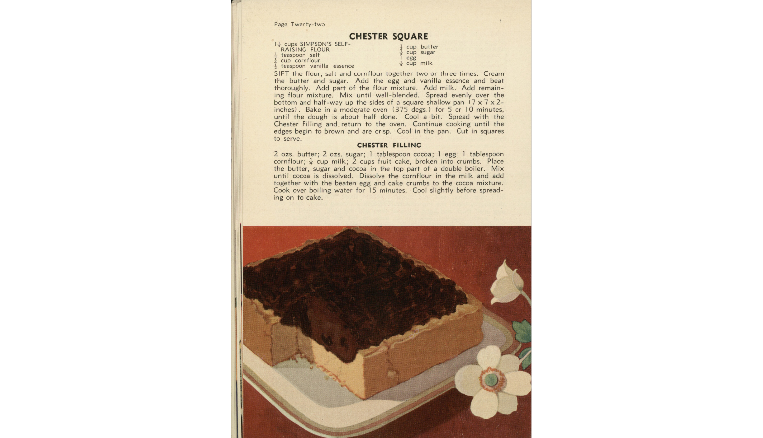 Illustration and recipe for Chester Square. 