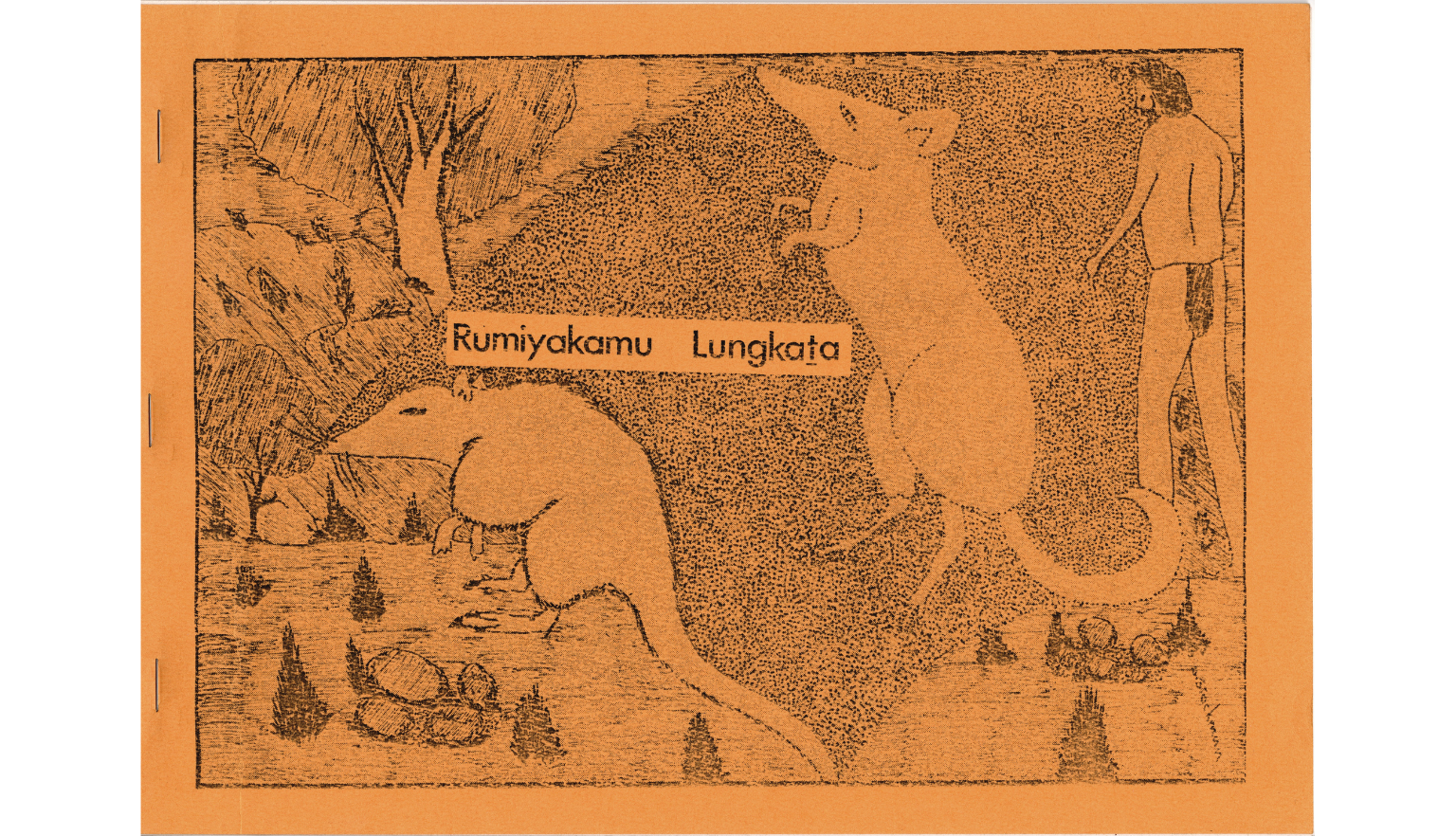 The cover of Rumiyakamu lungkata written by Charlotte Phillipus Nupurrula, illustrated by Abraham Sotckman Tjungarrayi. 