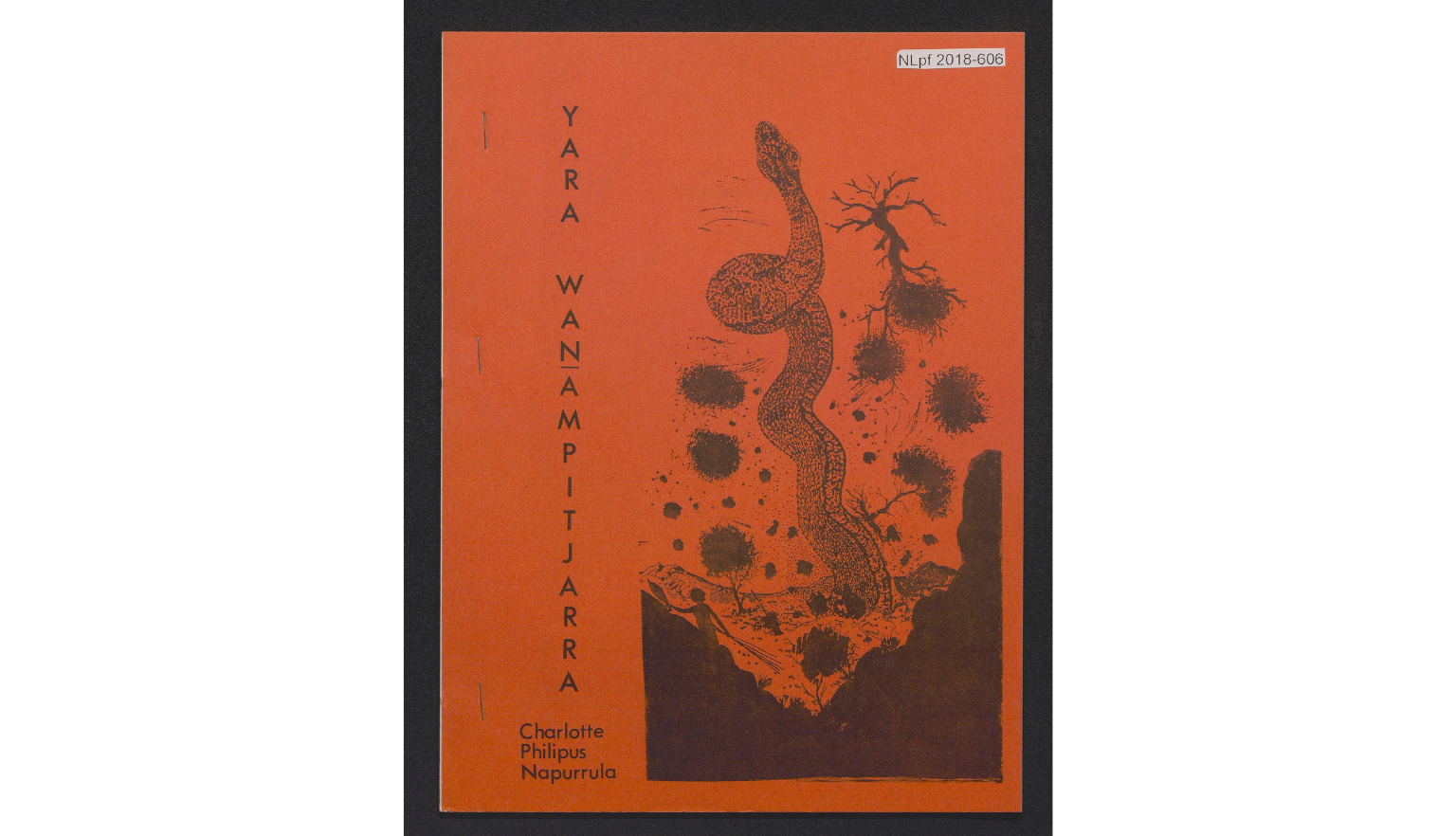 Red book cover with line art of snake moving upwards titled Yara Wanampitjarra