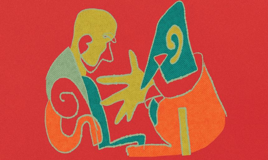 Abstract graphic illustration detail from the the front cover of the book 'Telling Lives'.