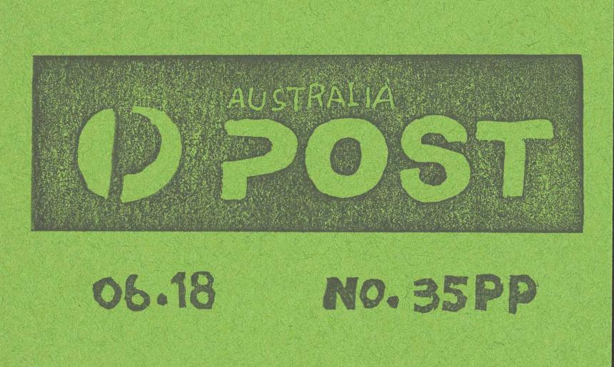 A green background with the 2018 Australia Post logo printed on it.