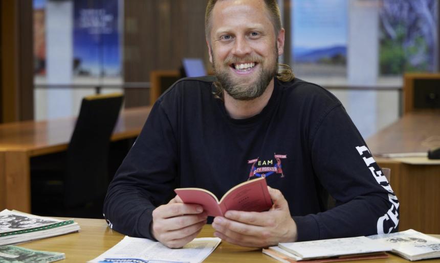 Special collections reading room Sam Wallman 2023 creative arts fellow