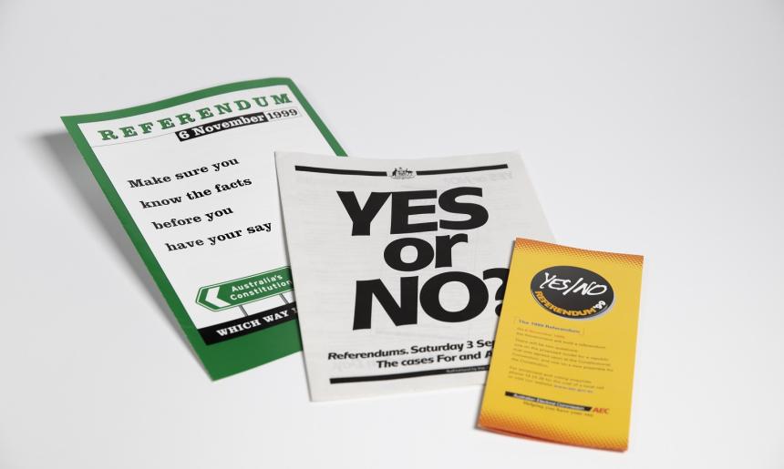 Three pieces of ephemera from the 2023 Referendum