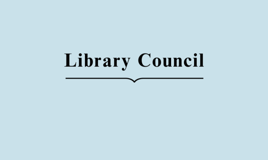 Black text reading 'Library Council' on a blue background