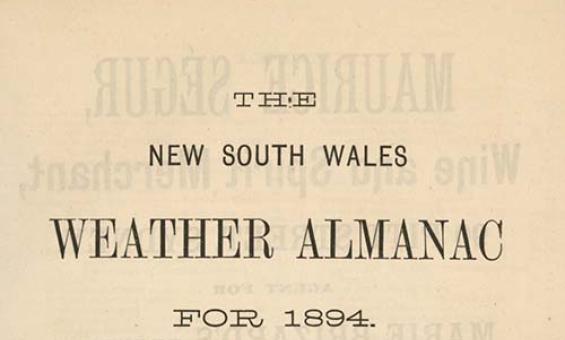 A sepia image of a weather almanac for 1894.