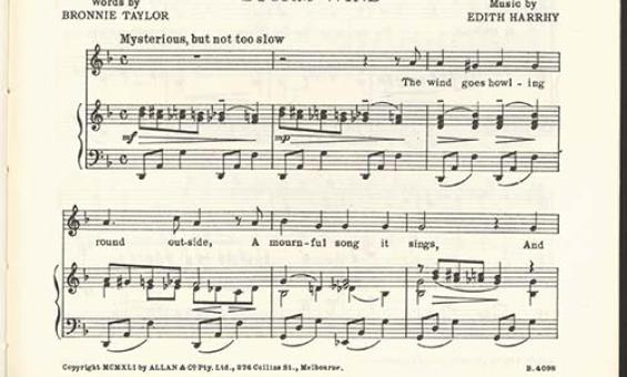 Sheet music featuring an illustration of a child looking out an open window