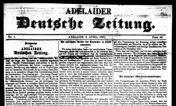 A page from the Adelaider Deutsche Zeitung, 1851.