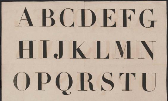 A page one which all the letters of the English alphabet are printed in capital letters. They are printed by type setting.