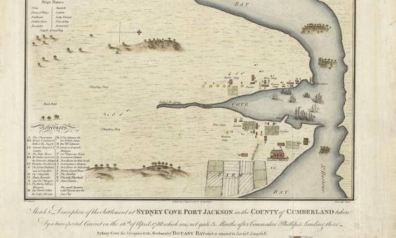 sketch and depiction of the settlement at Sydney Cove Port Jackson. 
