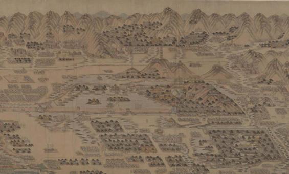 Hand inked landscape of the Five Palace Gardens