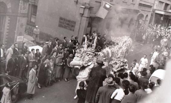 Welcome parade for Olympic team from Republic of China (Taiwan) Melbourne 1956.