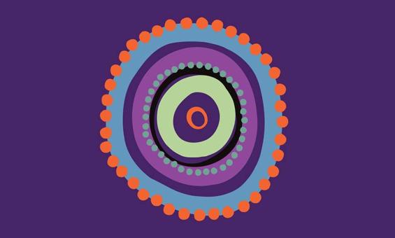 First Nations art on a purple background