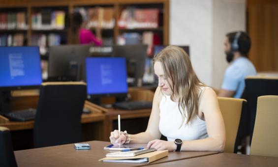 Young woman studying in the Main Reading Room