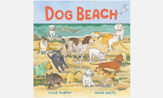 Cover of the book 'Dog Beach' showing dogs running around on a beach