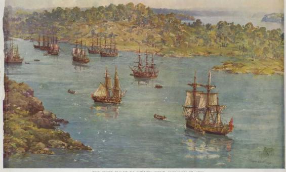 Painting of The First Fleet in Sydney Cove, 1788