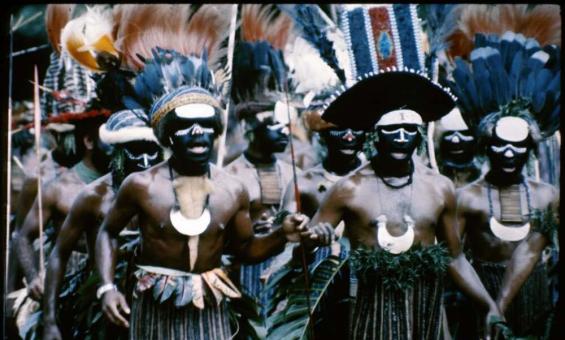 A group of men performing a traditional dance