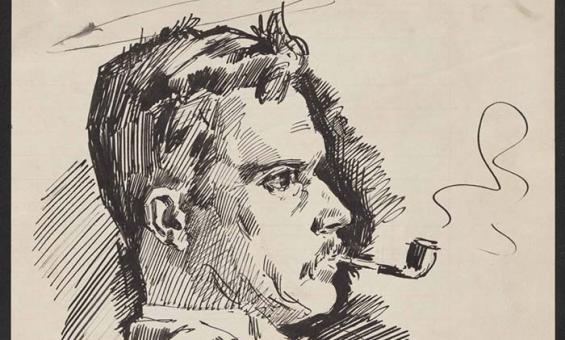 sketch of a man smoking a pipe