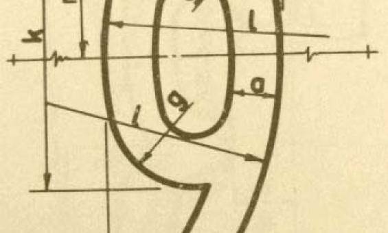The number 9 with a number of measurements superimposed