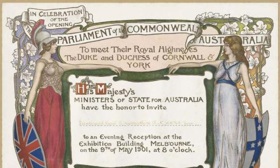 A printed invitation to meet Their Royal Highnesses the Duke and Duchess of Cornwall and York in celebration of the opening of the first Parliament of the Commonwealth of Australia