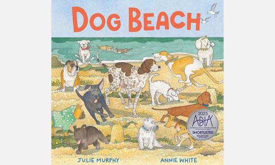 Cover of the book 'Dog Beach' showing dogs running around on a beach