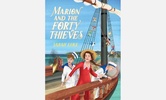 The front cover of the book 'Marion and the Forty Thieves' showing children on a ship