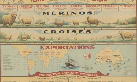 Poster about the Australian wool industry written in French