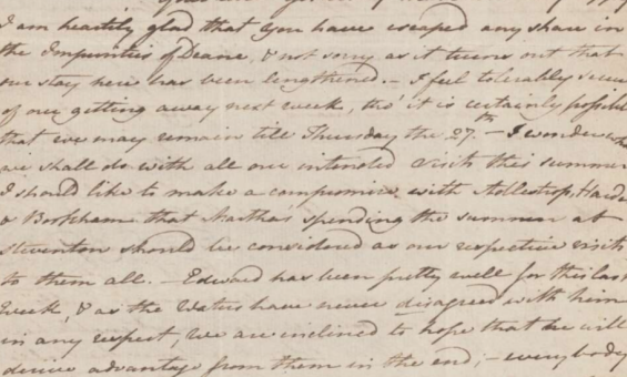 Letter from Jane Austen to her sister Cassandra, 11 June 1799